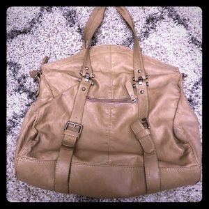 Tan oversized shoulder bag